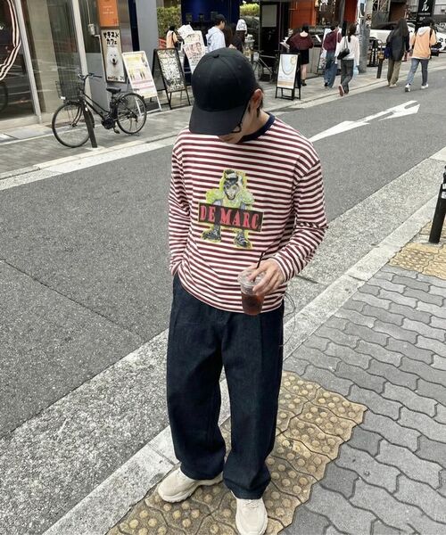 DEMARC(ドゥマーク)の「M STREET BOY STRIPE LOOSE FIT LONG SLEEVE - Burgundy(Tシャツ/カットソー・メンズ・その他・MEDIUM/LARGE)」の5枚目の写真