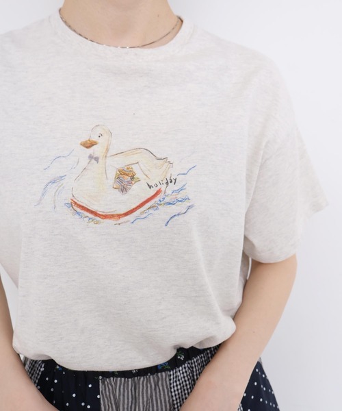 l'atelier du savon(アトリエドサボン)の「春の行楽びよりTシャツ(Tシャツ/カットソー・レディース・ホワイト/オートミール・FREE)」の2枚目の写真