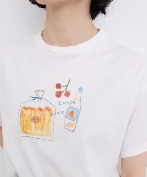 l'atelier du savon(アトリエドサボン)の「春の行楽びよりTシャツ(Tシャツ/カットソー・レディース・ホワイト/オートミール・FREE)」の1枚目の写真