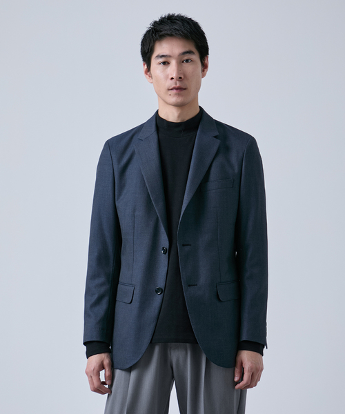 美品✨　45R テーラードジャケット　ウール　 日本製 チャコール　S位 セール】ウールポリエステル ミルドツイル 2ボタンジャケット