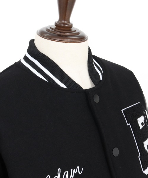 ADAMPATEK/アダムパテック】leather sleeves varsity jacket ヴァー