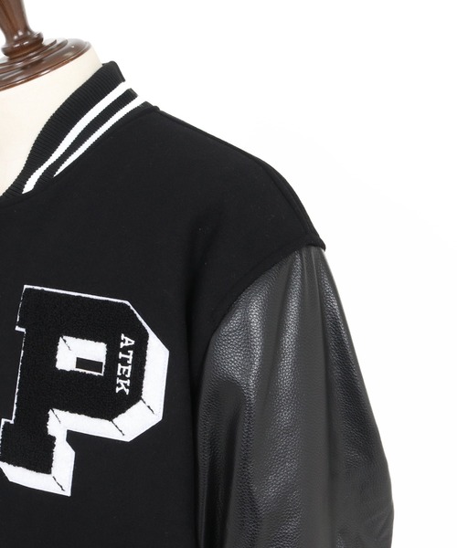 ADAM PATEK（アダムパテック）の「【ADAMPATEK/アダムパテック】leather sleeves varsity jacket ヴァーシティージャケット（スタジャン・メンズ・ブラック×ホワイト/ブラック×ブラック・1/2）」の7枚目の写真