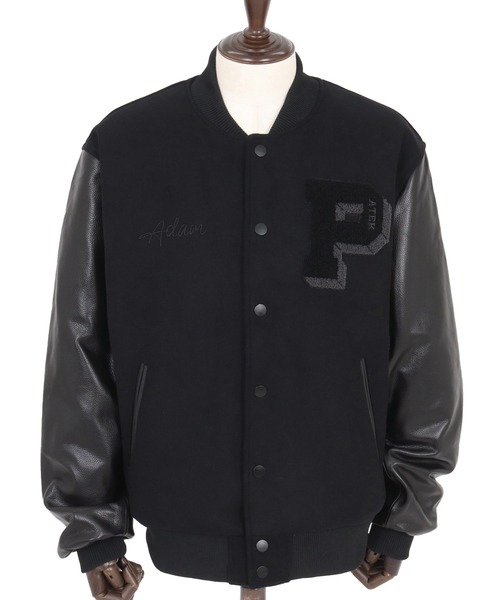 ADAMPATEK/アダムパテック】leather sleeves varsity jacket ヴァー