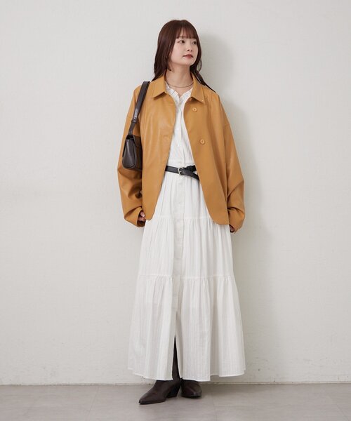 mystic(ミスティック)の「コットンフリルワンピース(ワンピース・レディース・ブラック/オフホワイト・1/2)」の5枚目の写真
