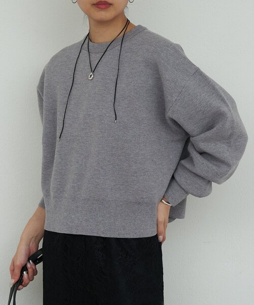 GALLARDAGALANTE（ガリャルダガランテ）の「スウェットライククルーニット（Tシャツ/カットソー・レディース・グレー/レッド/ホワイト・FREE）」の3枚目の写真