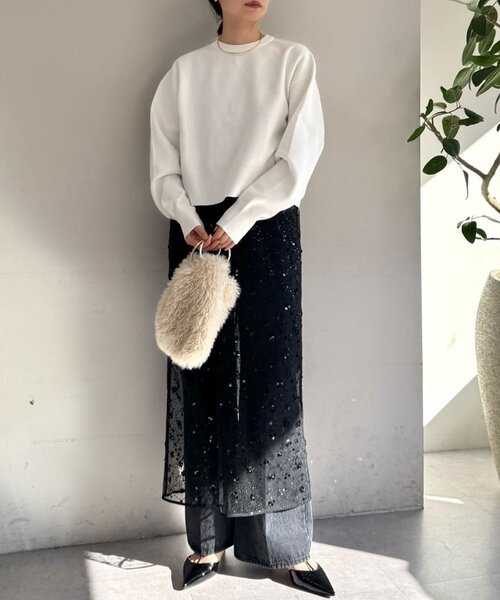 GALLARDAGALANTE（ガリャルダガランテ）の「スウェットライククルーニット（Tシャツ/カットソー・レディース・グレー/レッド/ホワイト・FREE）」の10枚目の写真