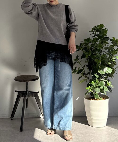 GALLARDAGALANTE（ガリャルダガランテ）の「スウェットライククルーニット（Tシャツ/カットソー・レディース・グレー/レッド/ホワイト・FREE）」の21枚目の写真