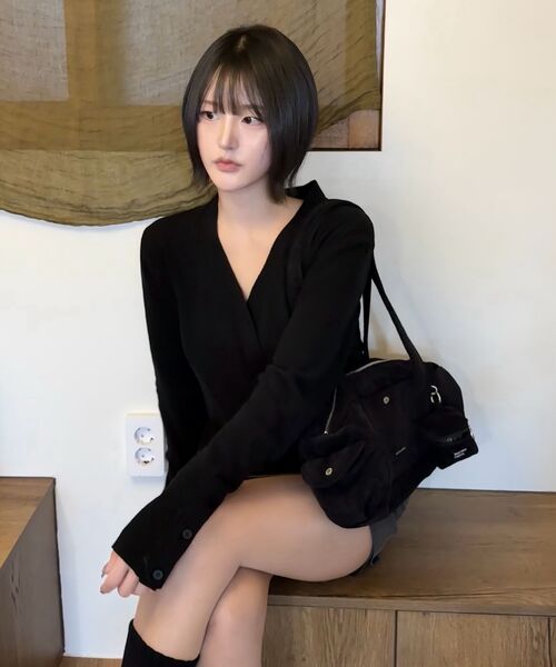 BLUESUNFLOWER（ブルーサンフラワー）の「ブルームラムズウールカーディガン[ブラック]（カーディガン/ボレロ・レディース・ブラック・MEDIUM/LARGE）」の9枚目の写真