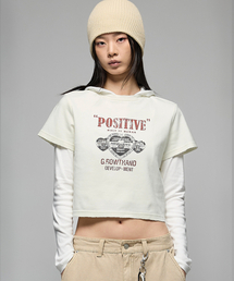 (W) Positive damage crop half-T white