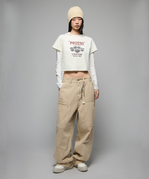 HEDER HELEN(ヘダーヘレン)の「(W) Positive damage crop half-T white(Tシャツ/カットソー・レディース・その他・SMALL/MEDIUM)」の2枚目の写真