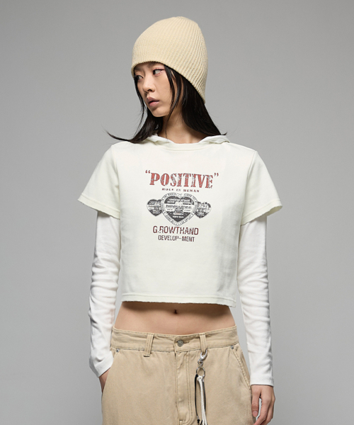 HEDER HELEN(ヘダーヘレン)の「(W) Positive damage crop half-T white(Tシャツ/カットソー・レディース・その他・SMALL/MEDIUM)」の3枚目の写真