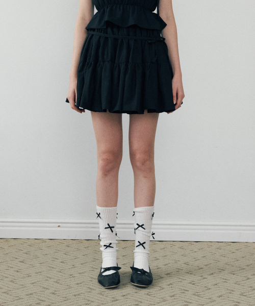 LULUCHOU(ルルシュ)の「Ribbon Cancan Skirt - BLACK(スカート・レディース・その他・FREE)」の1枚目の写真