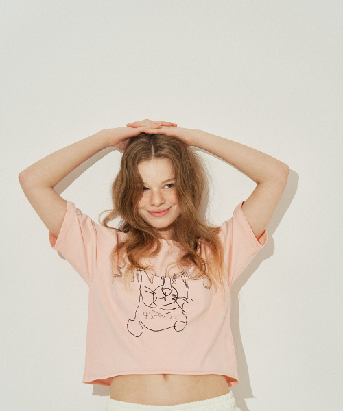 SARANAGI(サラナギ)の「SE0525-CROP T-SHIRT(pink)(Tシャツ/カットソー・レディース・ライトピンク・FREE)」の4枚目の写真