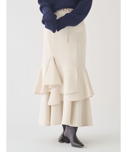 LAGUNAMOON(ラグナムーン)の「ランダムティアードスカート(スカート・レディース・ブラウン/アイボリー・SMALL/MEDIUM)」の1枚目の写真