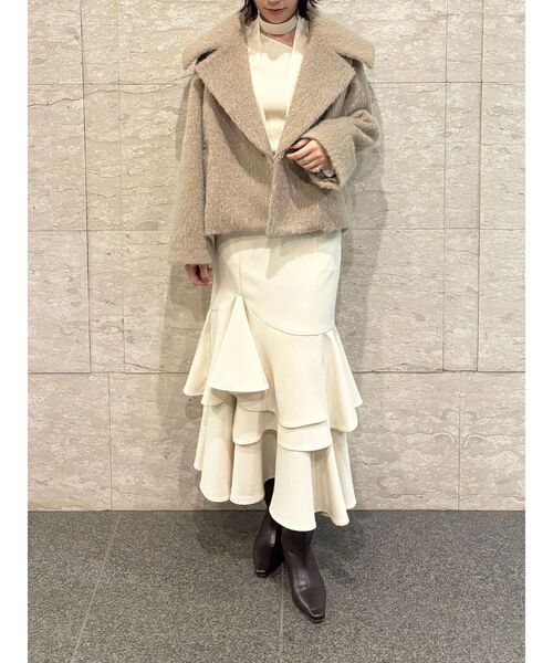 LAGUNAMOON(ラグナムーン)の「ランダムティアードスカート(スカート・レディース・ブラウン/アイボリー・SMALL/MEDIUM)」の4枚目の写真