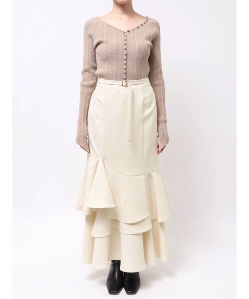 LAGUNAMOON(ラグナムーン)の「ランダムティアードスカート(スカート・レディース・ブラウン/アイボリー・SMALL/MEDIUM)」の21枚目の写真