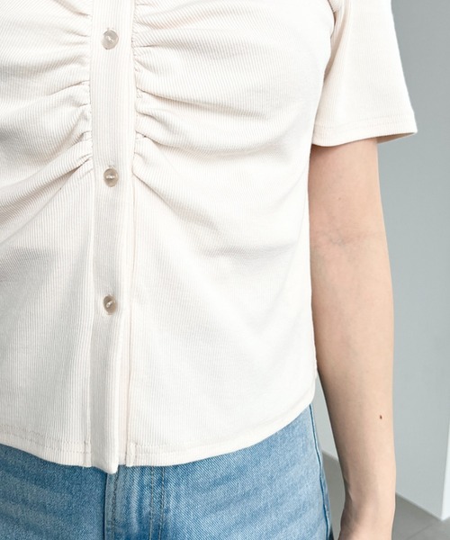 moment+(モーメントプラス)の「フロントギャザーリブカットソースキッパーシャツ(Tシャツ/カットソー・レディース・ネイビー/ブラック/杢グレー/アイボリー・M)」の19枚目の写真