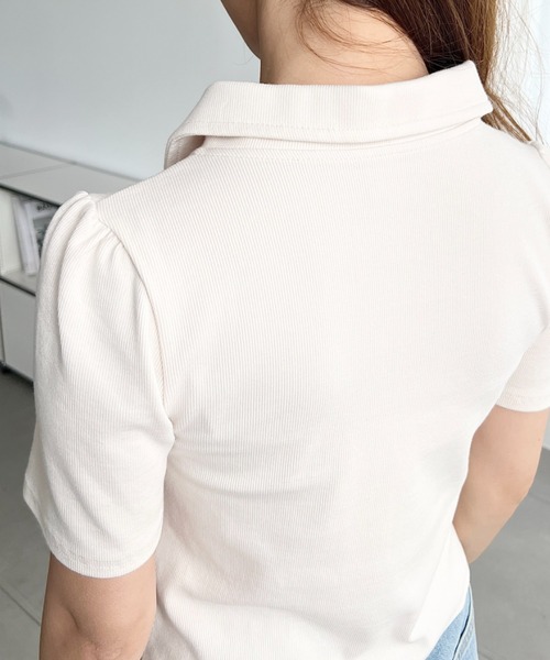 moment+(モーメントプラス)の「フロントギャザーリブカットソースキッパーシャツ(Tシャツ/カットソー・レディース・ネイビー/ブラック/杢グレー/アイボリー・M)」の9枚目の写真