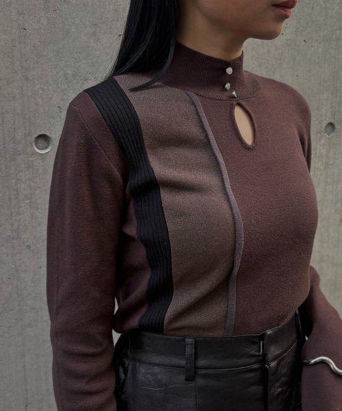 &g'aime（アンジェム）の「【&ｇ'aime 】ラメMIX配色ニット　Lame MIX Color Knit（ニット/セーター・レディース・ブラウン/グレイッシュベージュ/ブラック・FREE）」の7枚目の写真