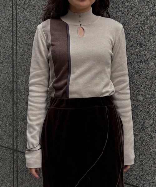 &g'aime（アンジェム）の「【&ｇ'aime 】ラメMIX配色ニット　Lame MIX Color Knit（ニット/セーター・レディース・ブラウン/グレイッシュベージュ/ブラック・FREE）」の11枚目の写真