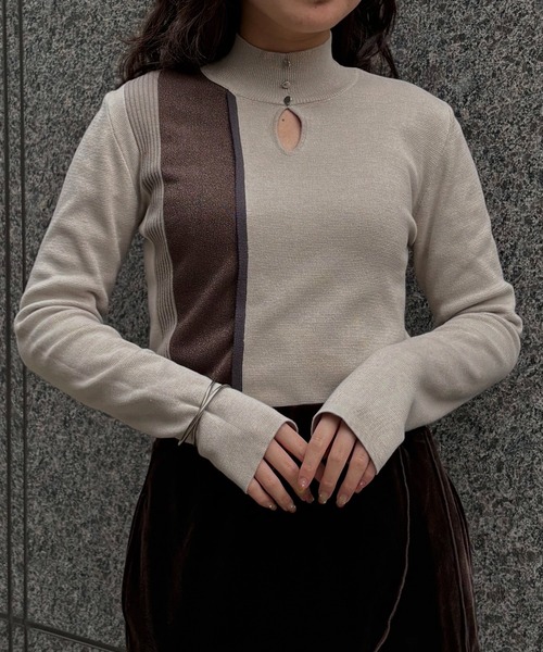 &g'aime（アンジェム）の「【&ｇ'aime 】ラメMIX配色ニット　Lame MIX Color Knit（ニット/セーター・レディース・ブラウン/グレイッシュベージュ/ブラック・FREE）」の12枚目の写真