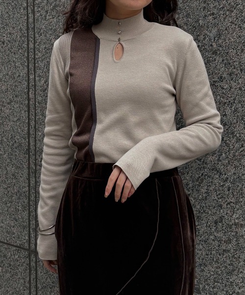 &g'aime（アンジェム）の「【&ｇ'aime 】ラメMIX配色ニット　Lame MIX Color Knit（ニット/セーター・レディース・ブラウン/グレイッシュベージュ/ブラック・FREE）」の13枚目の写真