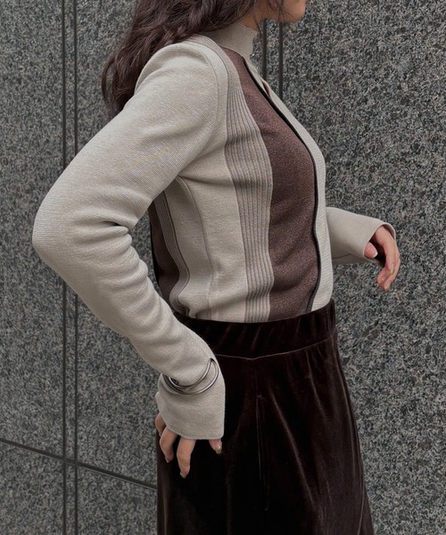 &g'aime（アンジェム）の「【&ｇ'aime 】ラメMIX配色ニット　Lame MIX Color Knit（ニット/セーター・レディース・ブラウン/グレイッシュベージュ/ブラック・FREE）」の15枚目の写真