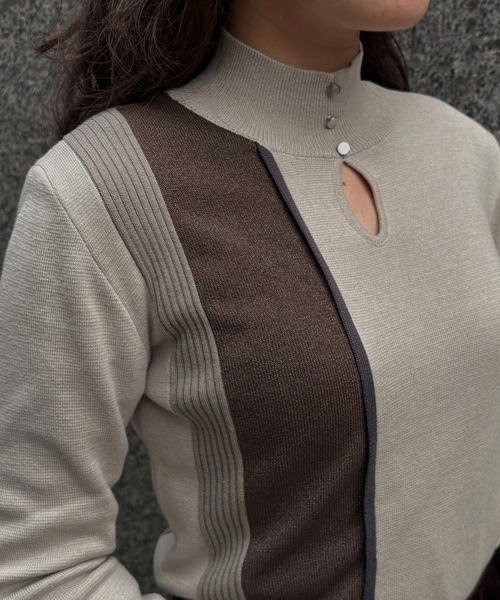 &g'aime（アンジェム）の「【&ｇ'aime 】ラメMIX配色ニット　Lame MIX Color Knit（ニット/セーター・レディース・ブラウン/グレイッシュベージュ/ブラック・FREE）」の18枚目の写真
