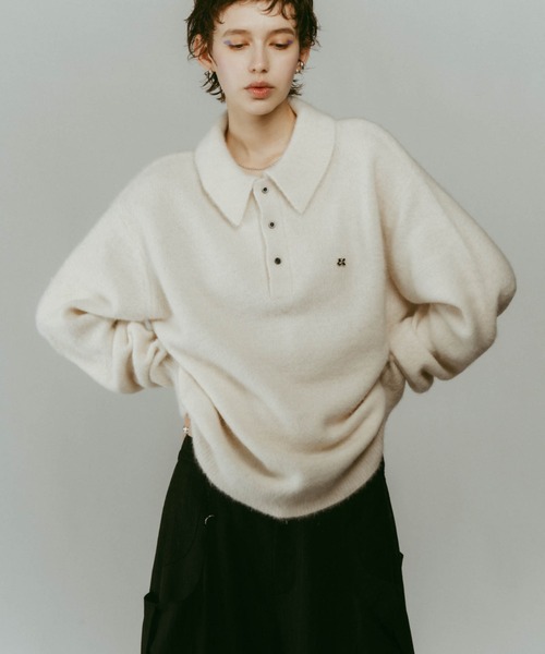Knuth Marf（クヌースマーフ）の「Knuth Marf fox over polo neck knit special edition（ニット/セーター・レディース・ライトグリーン/ベージュ/グレー・FREE）」の8枚目の写真