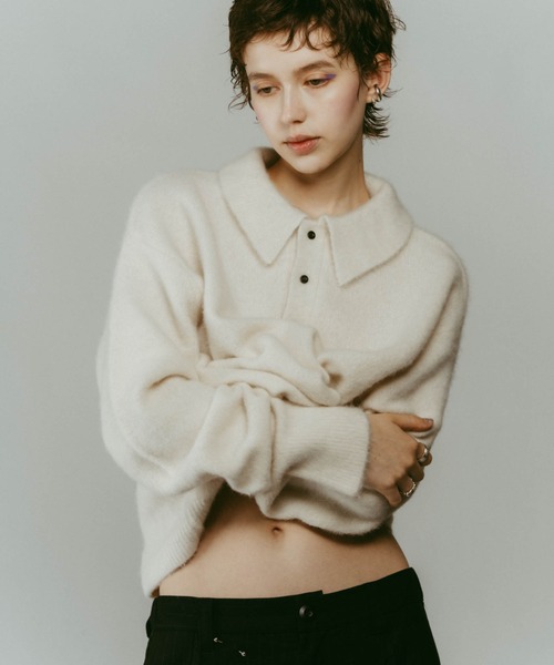 Knuth Marf（クヌースマーフ）の「Knuth Marf fox over polo neck knit special edition（ニット/セーター・レディース・ライトグリーン/ベージュ/グレー・FREE）」の6枚目の写真