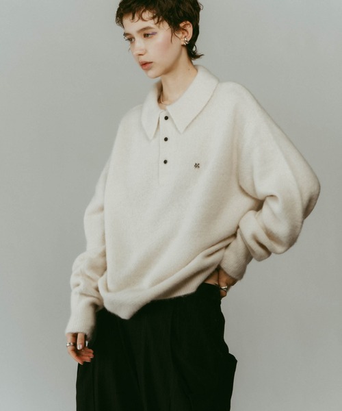 Knuth Marf（クヌースマーフ）の「Knuth Marf fox over polo neck knit special edition（ニット/セーター・レディース・ライトグリーン/ベージュ/グレー・FREE）」の7枚目の写真