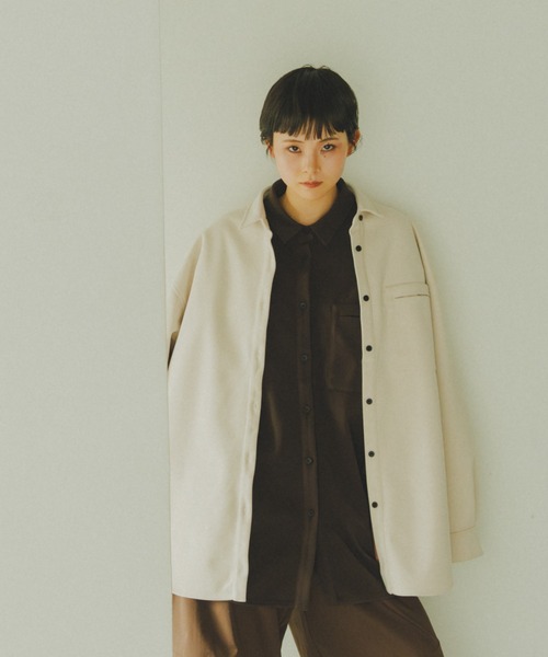 lit（リット）の「Brushed Over Shirt（シャツ/ブラウス・レディース・キナリ/ダークブラウン・FREE）」の2枚目の写真