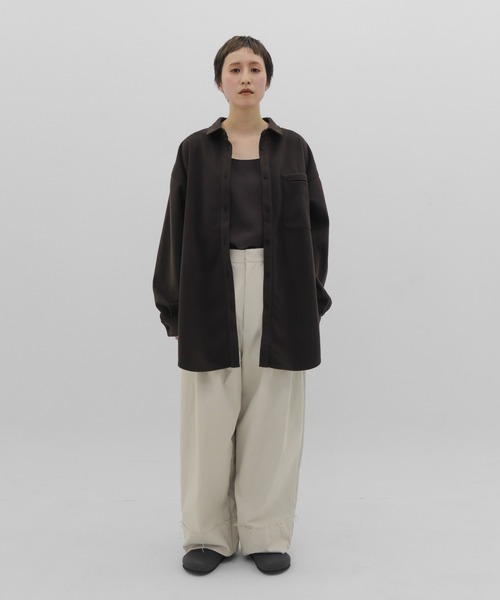 lit（リット）の「Brushed Over Shirt（シャツ/ブラウス・レディース・キナリ/ダークブラウン・FREE）」の21枚目の写真