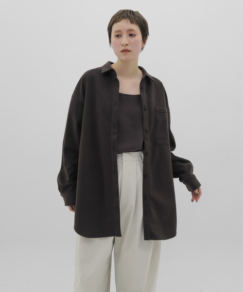 lit（リット）の「Brushed Over Shirt（シャツ/ブラウス・レディース・キナリ/ダークブラウン・FREE）」の15枚目の写真