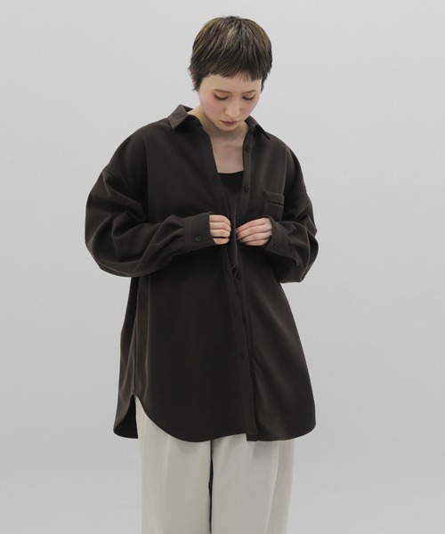 lit（リット）の「Brushed Over Shirt（シャツ/ブラウス・レディース・キナリ/ダークブラウン・FREE）」の17枚目の写真