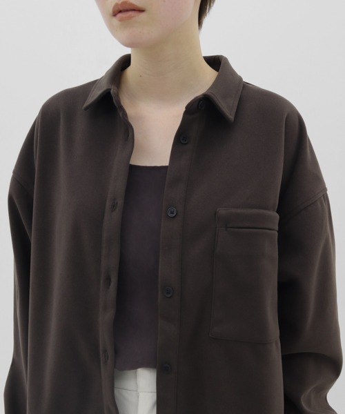 lit（リット）の「Brushed Over Shirt（シャツ/ブラウス・レディース・キナリ/ダークブラウン・FREE）」の4枚目の写真