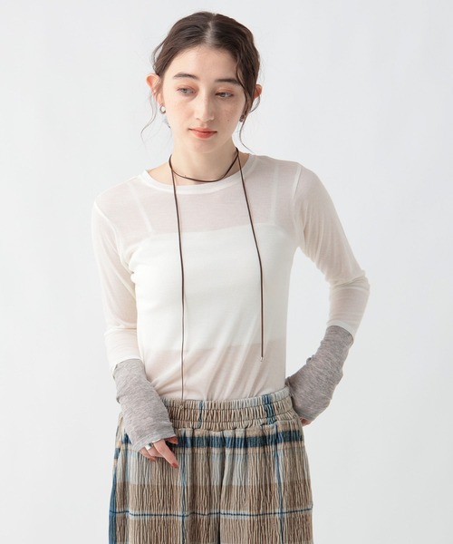 GEORGE'S(ジョージズ)の「レイヤードシアーロンT(Tシャツ/カットソー・レディース・イエロー/チャコールグレー/オフホワイト・FREE)」の1枚目の写真