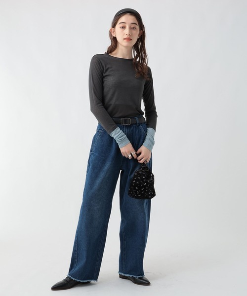 GEORGE'S(ジョージズ)の「レイヤードシアーロンT(Tシャツ/カットソー・レディース・イエロー/チャコールグレー/オフホワイト・FREE)」の14枚目の写真