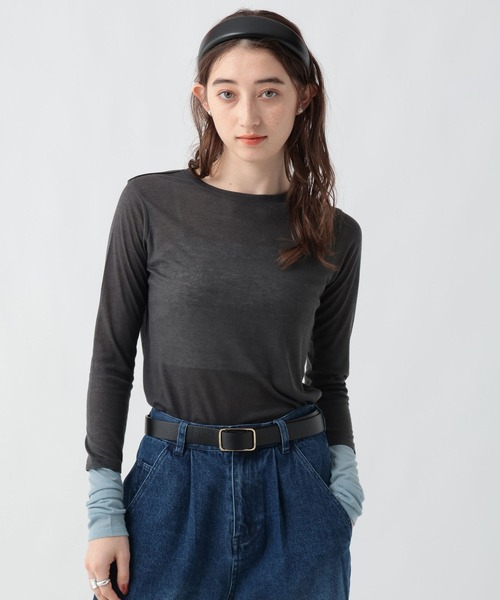 GEORGE'S(ジョージズ)の「レイヤードシアーロンT(Tシャツ/カットソー・レディース・イエロー/チャコールグレー/オフホワイト・FREE)」の16枚目の写真