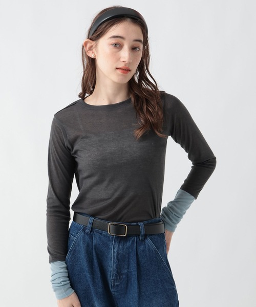 GEORGE'S(ジョージズ)の「レイヤードシアーロンT(Tシャツ/カットソー・レディース・イエロー/チャコールグレー/オフホワイト・FREE)」の18枚目の写真