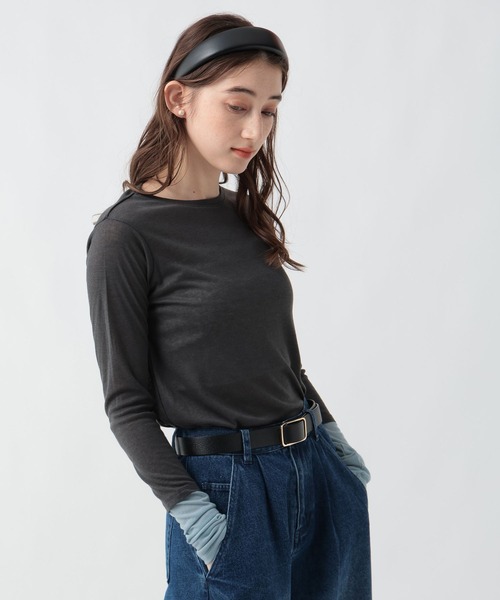 GEORGE'S(ジョージズ)の「レイヤードシアーロンT(Tシャツ/カットソー・レディース・イエロー/チャコールグレー/オフホワイト・FREE)」の21枚目の写真