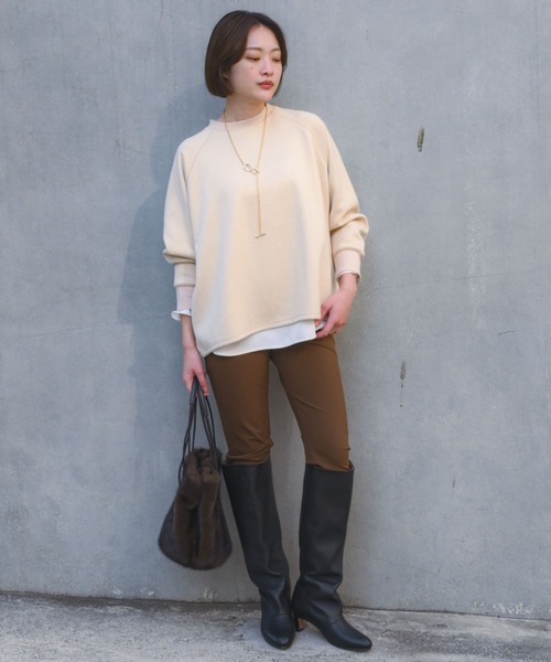 qualite（カリテ）の「【大人のスウェット】ラメスウェットプルオーバー/トレーナー/冬服/春服/きれいめスウェット（スウェット・レディース・モカ/クリーム/ブラック・フリー）」の4枚目の写真