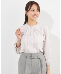 SUIT SELECT（スーツセレクト）の「【おうちで洗えるストレッチ】【7分袖】フロントメタルボタンキーネック（シャツ/ブラウス）」