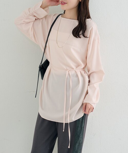 セール】【レイヤードスタイルにも◎】サイドギャザーTブラウス