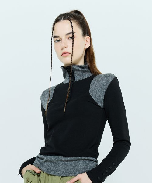LARTIGENT(ラーティゼン)の「L6 BUTTON T-SHIRT(BLACK)(その他トップス・レディース・その他・FREE)」の1枚目の写真