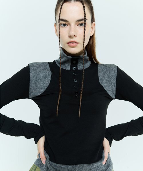 LARTIGENT(ラーティゼン)の「L6 BUTTON T-SHIRT(BLACK)(その他トップス・レディース・その他・FREE)」の3枚目の写真