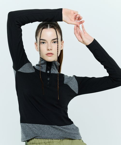LARTIGENT(ラーティゼン)の「L6 BUTTON T-SHIRT(BLACK)(その他トップス・レディース・その他・FREE)」の4枚目の写真