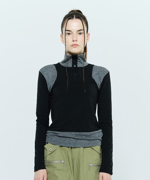 LARTIGENT(ラーティゼン)の「L6 BUTTON T-SHIRT(BLACK)(その他トップス・レディース・その他・FREE)」の5枚目の写真
