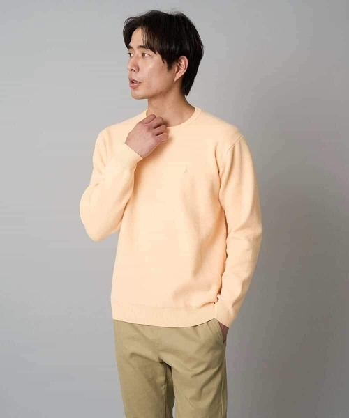 a.v.v（アーヴェヴェ）の「【洗濯機で洗える】ジャカードクルーネックニット（ニット/セーター・メンズ・ライラック/オレンジ/ダークインディゴブルー/ネイビー・50/48/46）」の6枚目の写真