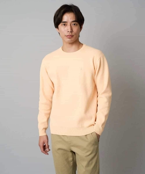 a.v.v（アーヴェヴェ）の「【洗濯機で洗える】ジャカードクルーネックニット（ニット/セーター・メンズ・ライラック/オレンジ/ダークインディゴブルー/ネイビー・50/48/46）」の7枚目の写真